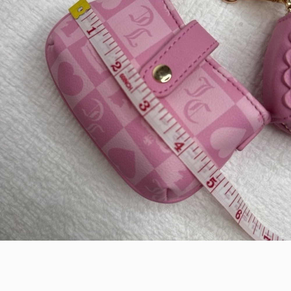 Juicy Couture Pink Checker Heart Crossbody with Heart Coin Pouch - Picture 6 of 10
